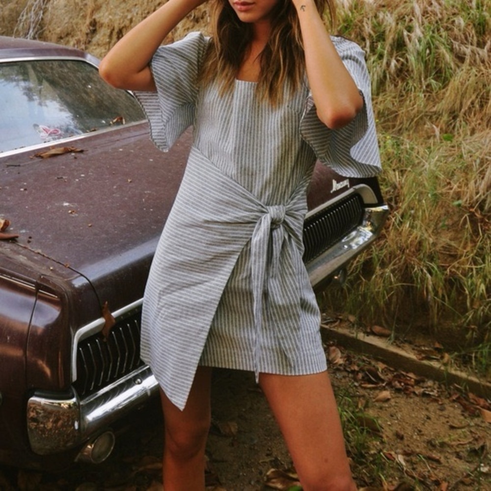 Le Rumi Jamie Cotton Wrap Dress Blue White